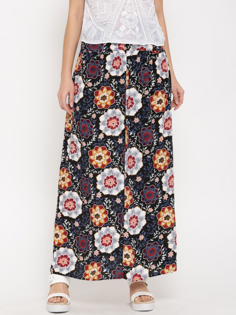 Forever 21 Black and White Floral Print Maxi Skirt