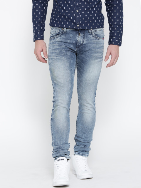 Jack and Jones Men Blue Slim Fit Low Rise Clean Look Stretchable Jeans