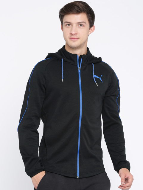 Puma Men Black Solid Hooded Sporty Jacket