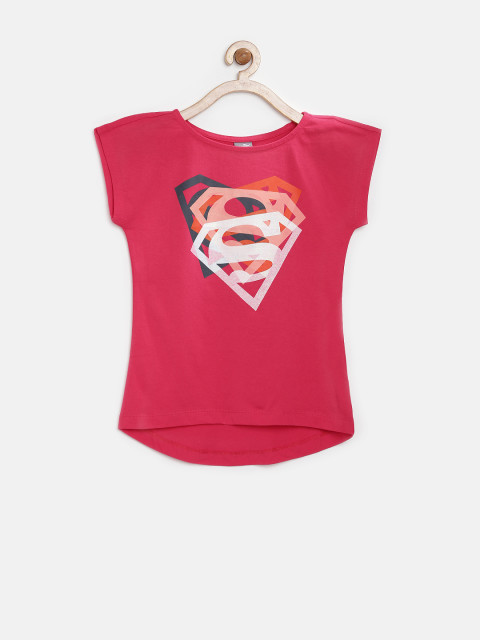 Puma Girls Pink Fun Supergirl Printed T-Shirt