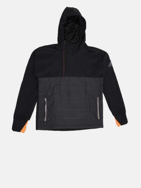 Adidas Boys Black Solid Quilted Jacket
