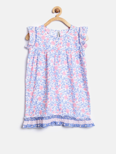 Pepe Jeans Girls Blue Printed Shift Dress