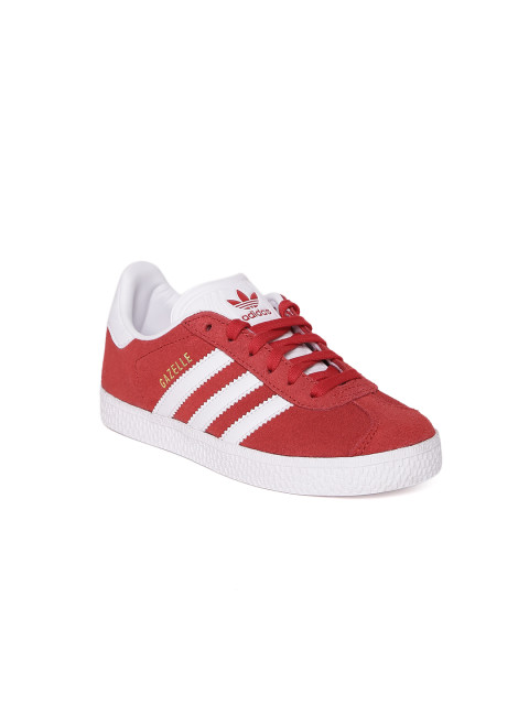 Adidas Kids Red GAZELLE Leather Sneakers